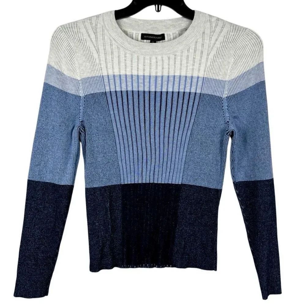 Banana Republic Color Block Ribbed Stretch Sweater XL